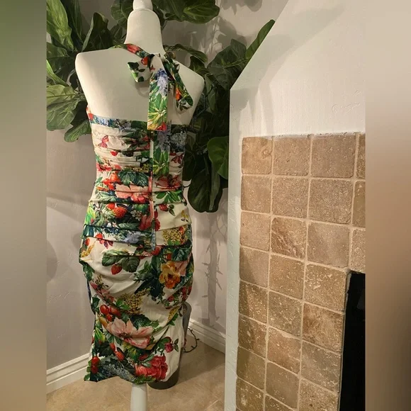 Dolce and Gabbana 🦋 Silk Midi Length Dress Retail: $3360 - Picture 4 of 13